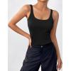 Zeagoo Womens Ribbed Tank Tops Square Neck Summer Tops Slim Fitted Spaghetti Strap Camisole Basic Sleeveless Layering Shirts(Z_black/Light Brown)