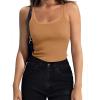 Zeagoo Womens Ribbed Tank Tops Square Neck Summer Tops Slim Fitted Spaghetti Strap Camisole Basic Sleeveless Layering Shirts(Z_black/Light Brown)