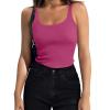 Zeagoo Womens Ribbed Tank Tops Square Neck Summer Tops Slim Fitted Spaghetti Strap Camisole Basic Sleeveless Layering Shirts(Z_black/Rose Pink)