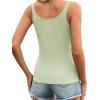 Zeagoo Womens Ribbed Tank Tops Square Neck Summer Tops Slim Fitted Spaghetti Strap Camisole Basic Sleeveless Layering Shirts(Z_dark Grey/Light Green)