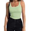 Zeagoo Womens Ribbed Tank Tops Square Neck Summer Tops Slim Fitted Spaghetti Strap Camisole Basic Sleeveless Layering Shirts(Z_white/Light Green)