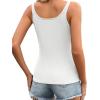 Zeagoo Womens Ribbed Tank Tops Square Neck Summer Tops Slim Fitted Spaghetti Strap Camisole Basic Sleeveless Layering Shirts(Z_white/Light Green)