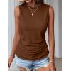 Zeagoo Womens Ruched Tank Tops Summer Dressy Casual Crewneck Sleeveless Shirts S-XXL(2 Pack-tea Leaf and Beige)