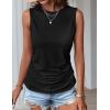 Zeagoo Womens Ruched Tank Tops Summer Dressy Casual Crewneck Sleeveless Shirts S-XXL(2 Pack-white Flower and Black)