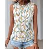 Zeagoo Womens Ruched Tank Tops Summer Dressy Casual Crewneck Sleeveless Shirts S-XXL(2 Pack-yellow Green Leaves and White)