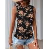 Zeagoo Womens Ruched Tank Tops Summer Dressy Casual Crewneck Sleeveless Shirts S-XXL(Black Orange Flower)