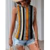 Zeagoo Womens Ruched Tank Tops Summer Dressy Casual Crewneck Sleeveless Shirts S-XXL(Black White Orange Khaki Stripe)