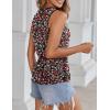 Zeagoo Womens Ruched Tank Tops Summer Dressy Casual Crewneck Sleeveless Shirts S-XXL(Black White Red Flower)