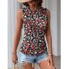 Zeagoo Womens Ruched Tank Tops Summer Dressy Casual Crewneck Sleeveless Shirts S-XXL(Black White Red Flower)