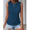 Zeagoo Womens Ruched Tank Tops Summer Dressy Casual Crewneck Sleeveless Shirts S-XXL(Blue)