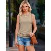 Zeagoo Womens Ruched Tank Tops Summer Dressy Casual Crewneck Sleeveless Shirts S-XXL(Khaki)