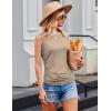 Zeagoo Womens Ruched Tank Tops Summer Dressy Casual Crewneck Sleeveless Shirts S-XXL(Khaki)