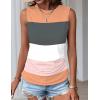 Zeagoo Womens Ruched Tank Tops Summer Dressy Casual Crewneck Sleeveless Shirts S-XXL(Orange Pink Grey White Stripe)