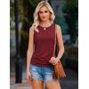 Zeagoo Womens Ruched Tank Tops Summer Dressy Casual Crewneck Sleeveless Shirts S-XXL(Wine Red)