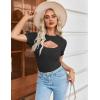 Zeagoo Womens Short Sleeve T Shirts 2026 Summer Casual Knit Slim Fit Trendy Basic Cute Sweater Tops(Black)