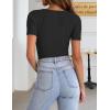 Zeagoo Womens Short Sleeve T Shirts 2026 Summer Casual Knit Slim Fit Trendy Basic Cute Sweater Tops(Black)