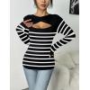 Zeagoo Womens Short Sleeve T Shirts 2026 Summer Casual Knit Slim Fit Trendy Basic Cute Sweater Tops(Black White Stripe)