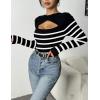 Zeagoo Womens Short Sleeve T Shirts 2026 Summer Casual Knit Slim Fit Trendy Basic Cute Sweater Tops(Black White Stripe)