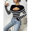 Zeagoo Womens Short Sleeve T Shirts 2026 Summer Casual Knit Slim Fit Trendy Basic Cute Sweater Tops(Black White Stripe)