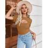 Zeagoo Womens Short Sleeve T Shirts 2026 Summer Casual Knit Slim Fit Trendy Basic Cute Sweater Tops(Camel)