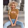 Zeagoo Womens Short Sleeve T Shirts 2026 Summer Casual Knit Slim Fit Trendy Basic Cute Sweater Tops(Camel)