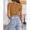 Zeagoo Womens Short Sleeve T Shirts 2026 Summer Casual Knit Slim Fit Trendy Basic Cute Sweater Tops(Camel)