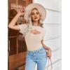 Zeagoo Womens Short Sleeve T Shirts 2026 Summer Casual Knit Slim Fit Trendy Basic Cute Sweater Tops(Coffee)