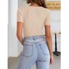 Zeagoo Womens Short Sleeve T Shirts 2026 Summer Casual Knit Slim Fit Trendy Basic Cute Sweater Tops(Coffee)