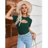 Zeagoo Womens Short Sleeve T Shirts 2026 Summer Casual Knit Slim Fit Trendy Basic Cute Sweater Tops(Dark Green)
