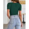 Zeagoo Womens Short Sleeve T Shirts 2026 Summer Casual Knit Slim Fit Trendy Basic Cute Sweater Tops(Dark Green)
