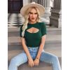 Zeagoo Womens Short Sleeve T Shirts 2026 Summer Casual Knit Slim Fit Trendy Basic Cute Sweater Tops(Dark Green)