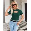 Zeagoo Womens Short Sleeve T Shirts 2026 Summer Casual Knit Slim Fit Trendy Basic Cute Sweater Tops(Dark Green)