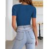 Zeagoo Womens Short Sleeve T Shirts 2026 Summer Casual Knit Slim Fit Trendy Basic Cute Sweater Tops(Navy Blue)