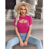 Zeagoo Womens Short Sleeve T Shirts 2026 Summer Casual Knit Slim Fit Trendy Basic Cute Sweater Tops(Rose)