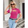 Zeagoo Womens Short Sleeve T Shirts 2026 Summer Casual Knit Slim Fit Trendy Basic Cute Sweater Tops(Rose)