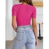 Zeagoo Womens Short Sleeve T Shirts 2026 Summer Casual Knit Slim Fit Trendy Basic Cute Sweater Tops(Rose)