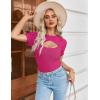 Zeagoo Womens Short Sleeve T Shirts 2026 Summer Casual Knit Slim Fit Trendy Basic Cute Sweater Tops(Rose)