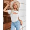 Zeagoo Womens Short Sleeve T Shirts 2026 Summer Casual Knit Slim Fit Trendy Basic Cute Sweater Tops(White)