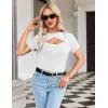 Zeagoo Womens Short Sleeve T Shirts 2026 Summer Casual Knit Slim Fit Trendy Basic Cute Sweater Tops(White)