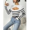Zeagoo Womens Short Sleeve T Shirts 2026 Summer Casual Knit Slim Fit Trendy Basic Cute Sweater Tops(White Black Stripe)