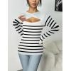 Zeagoo Womens Short Sleeve T Shirts 2026 Summer Casual Knit Slim Fit Trendy Basic Cute Sweater Tops(White Black Stripe)