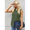 Zeagoo Women’s Sleeveless Button Down Shirts Blouses Casual Loose V Neck Tank Tops for Work S-XXL(Army Green)