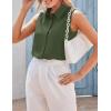 Zeagoo Women’s Sleeveless Button Down Shirts Blouses Casual Loose V Neck Tank Tops for Work S-XXL(Army Green)
