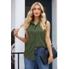 Zeagoo Women’s Sleeveless Button Down Shirts Blouses Casual Loose V Neck Tank Tops for Work S-XXL(Army Green)