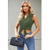 Zeagoo Women’s Sleeveless Button Down Shirts Blouses Casual Loose V Neck Tank Tops for Work S-XXL(Army Green)