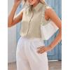Zeagoo Women’s Sleeveless Button Down Shirts Blouses Casual Loose V Neck Tank Tops for Work S-XXL(Beige)