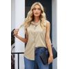 Zeagoo Women’s Sleeveless Button Down Shirts Blouses Casual Loose V Neck Tank Tops for Work S-XXL(Beige)