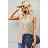 Zeagoo Women’s Sleeveless Button Down Shirts Blouses Casual Loose V Neck Tank Tops for Work S-XXL(Beige)