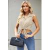 Zeagoo Women’s Sleeveless Button Down Shirts Blouses Casual Loose V Neck Tank Tops for Work S-XXL(Beige)
