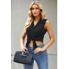 Zeagoo Women’s Sleeveless Button Down Shirts Blouses Casual Loose V Neck Tank Tops for Work S-XXL(Black)